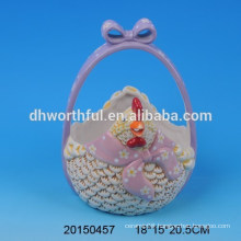 Ceramic portable easter eggs storage baskets